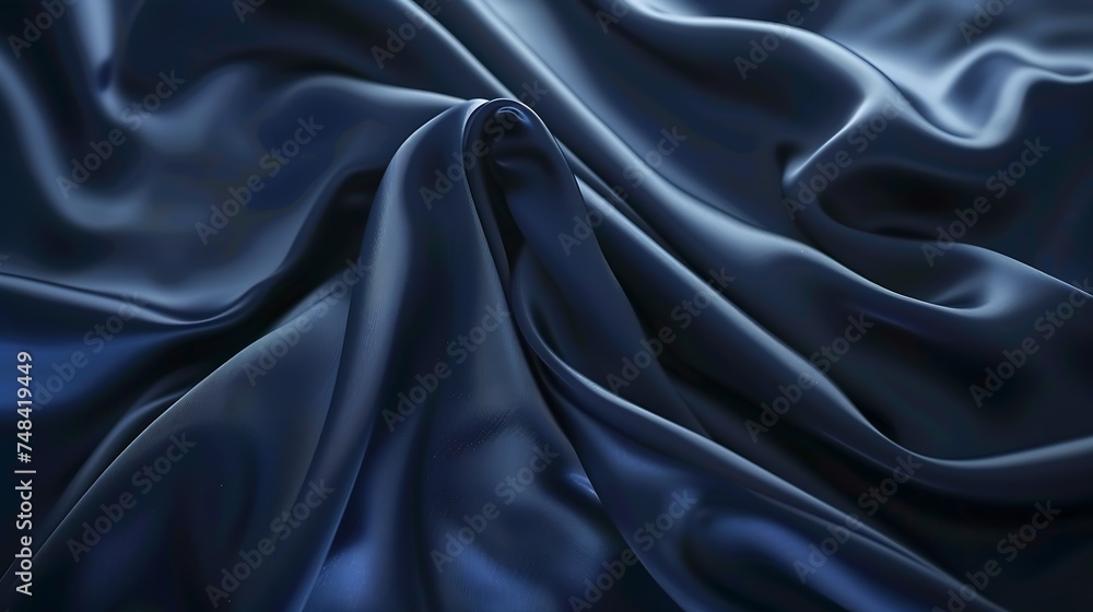 Fototapeta premium Navy blue abstract background Gradient Silk fabric surface texture Elegant background with copy space for design : Generative AI