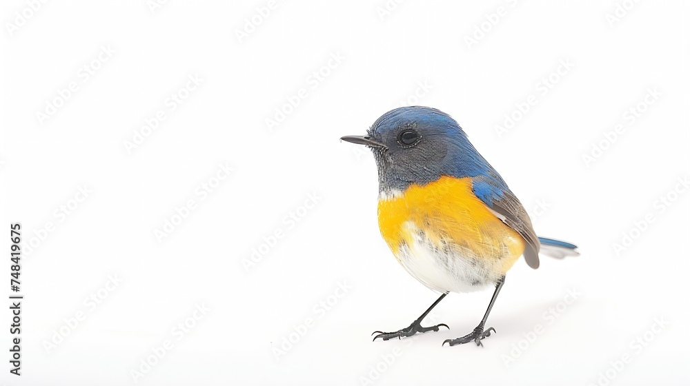 Beautiful bird Bluefronted Redstart Phoenicurus frontalis on white background : Generative AI Beautiful bird Bluefronted Redstart Phoenicurus frontalis on white background : Generative AI