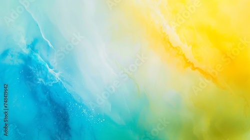 Abstract yellow green blue watercolor Art background with copy space for design Wide banner Panoramic : Generative AI photo