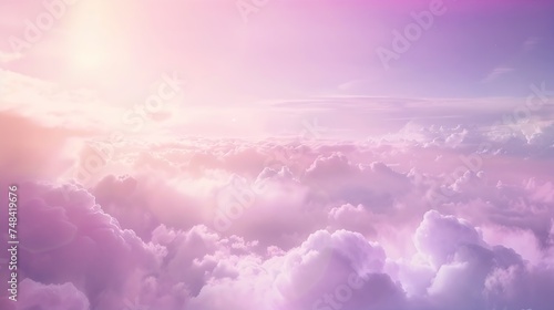 Purple pink sky with clouds Background with copy space for design : Generative AI