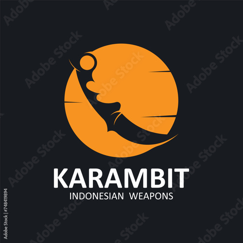 karambit knife vector logo, Indonesian traditional weapons
