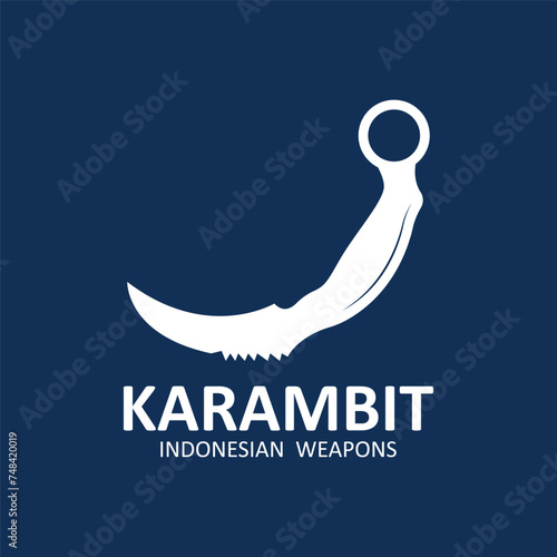 karambit knife vector logo, Indonesian traditional weapons