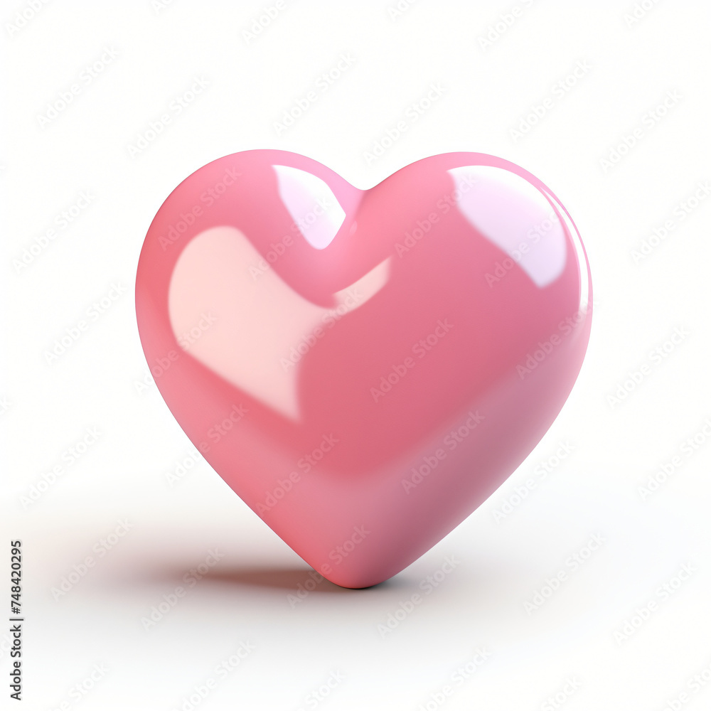 render icon of pink heart cartoon isolated generated AI render icon of pink heart cartoon isolated generated AI