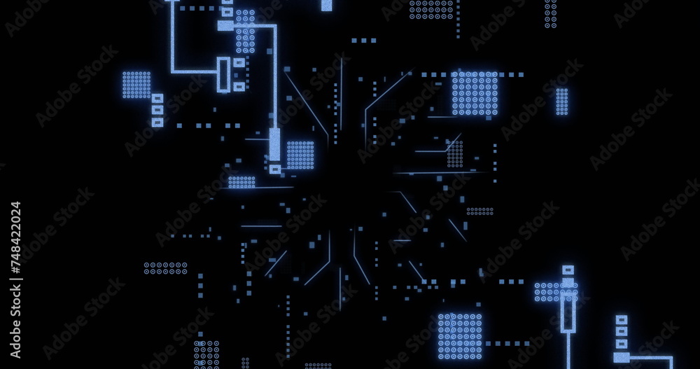 Image of circuit board with data processing over black background Image of circuit board with data processing over black background