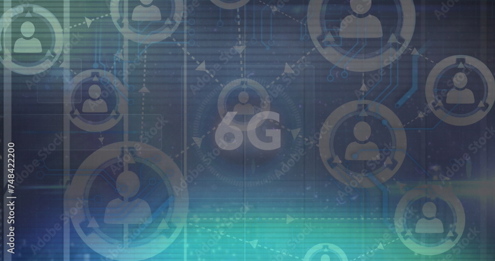 Obraz premium Image of 6g text, scope scanning and data processing