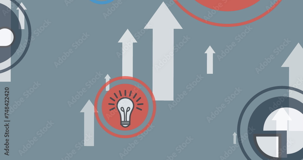 Image of media icons over white arrows Image of media icons over white arrows