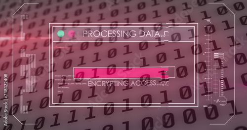 Image of data processing on screen over binary coding
