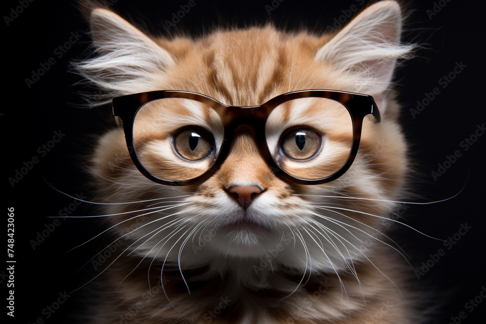 a cat, cute, wearing glasses, cute stylish cat