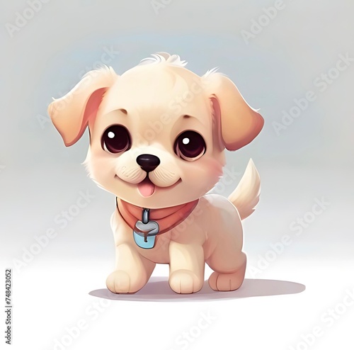 A cute dog - smiling - kawaii character