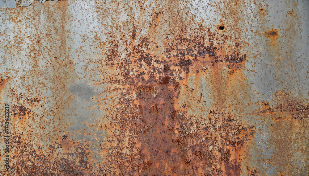 The surface of the old iron has rusted and peeled off. Rust stains on galvanized. Abstract background for decorative and work design