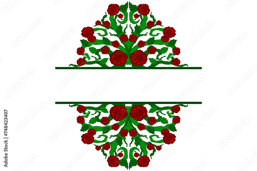 Flora and Rose Ornament Frame Border Vector For Decoration Design