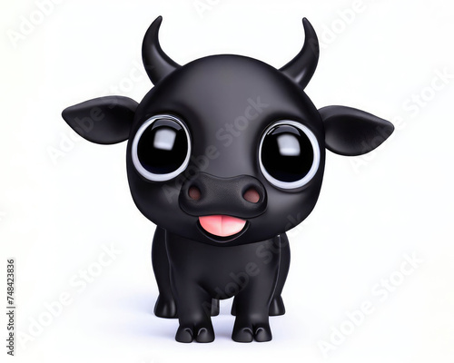 3D Cute smile little bull kawaii character