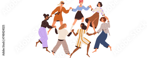 Happy people crowd at holiday party. Friends dancing  having fun together. Young men and women characters group  youth celebrating event with joy. concept. Colored flat vector illustration