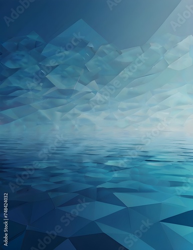 abstract blue water background in polygonal style Generative AI