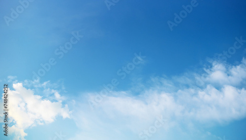 Blue sky with white cloud. Blue background. The summer sky is colorful clearing day and beautiful nature in the morning.