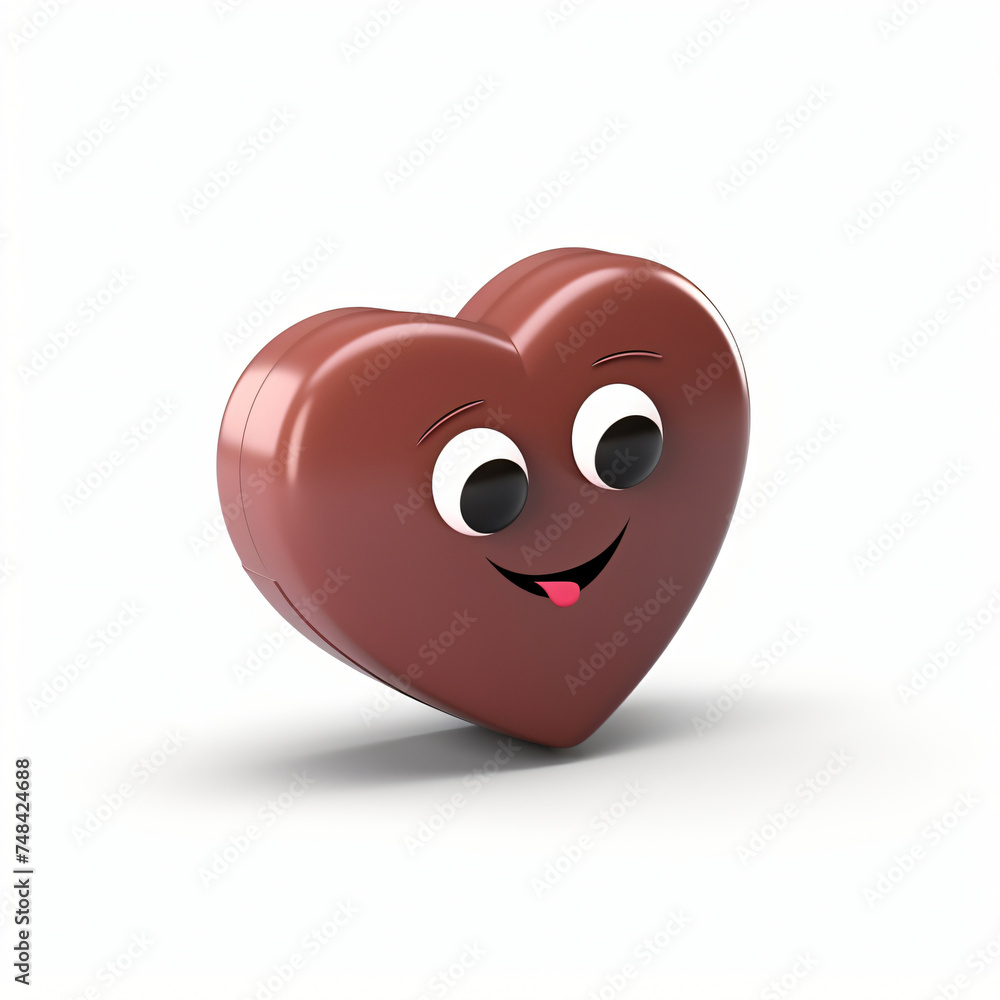 Fototapeta premium 3d render icon of chocolate valentine cartoon isolated generated AI
