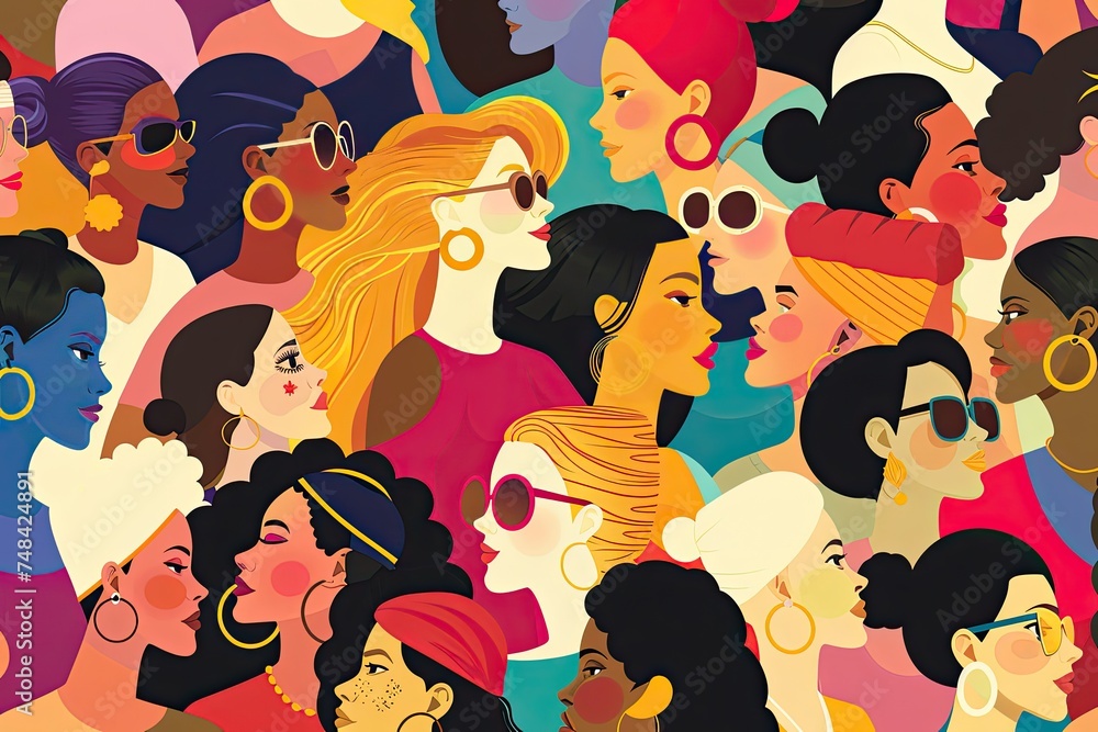 Empowering Illustration for International Women's Day Poster, Generative AI Empowering Illustration for International Women's Day Poster, Generative AI