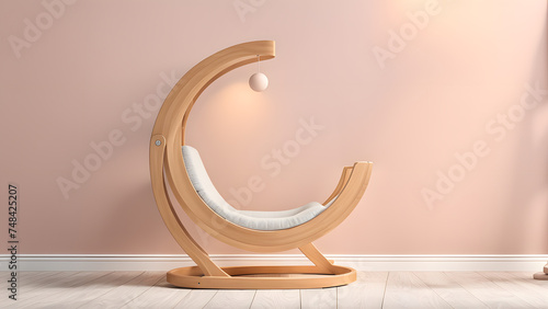 Emphasizing Family Relaxation: 3D Baby Bouncer Isolated on Clean Background. Illustrating the Importance of Creating Comfortable Spaces for Enjoying Family Time at Home. photo