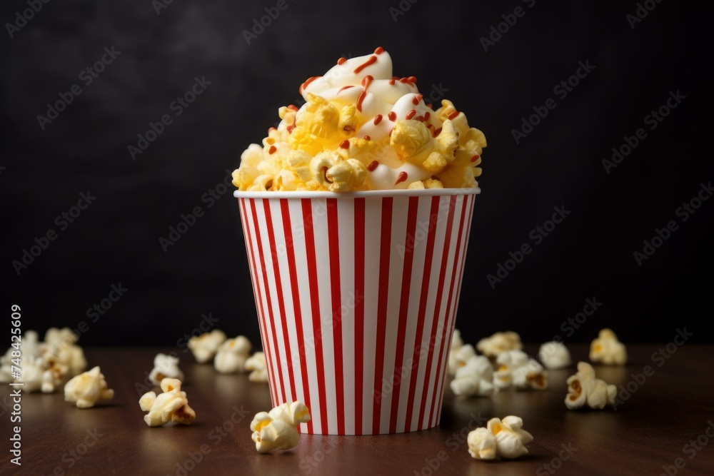 Creative Paper cut popcorn. Food cup. Generate Ai Creative Paper cut popcorn. Food cup. Generate Ai