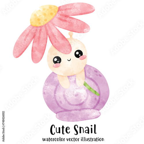 cute snail, watercolor, snail, vector, illustration