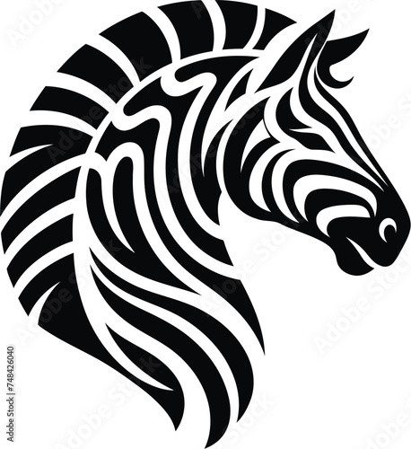 zebra horse animal silhouette in ethnic tribal tattoo, 
