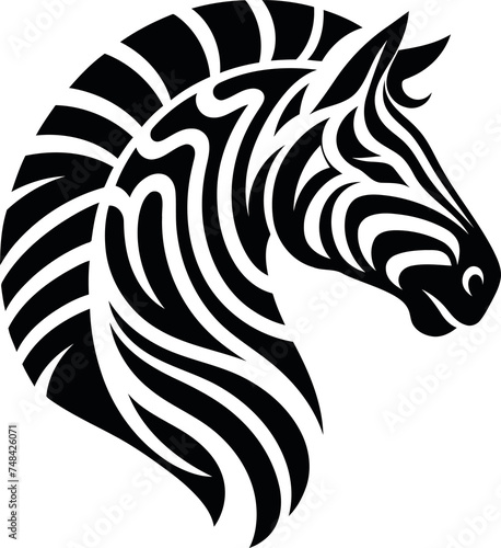 zebra horse animal silhouette in ethnic tribal tattoo  