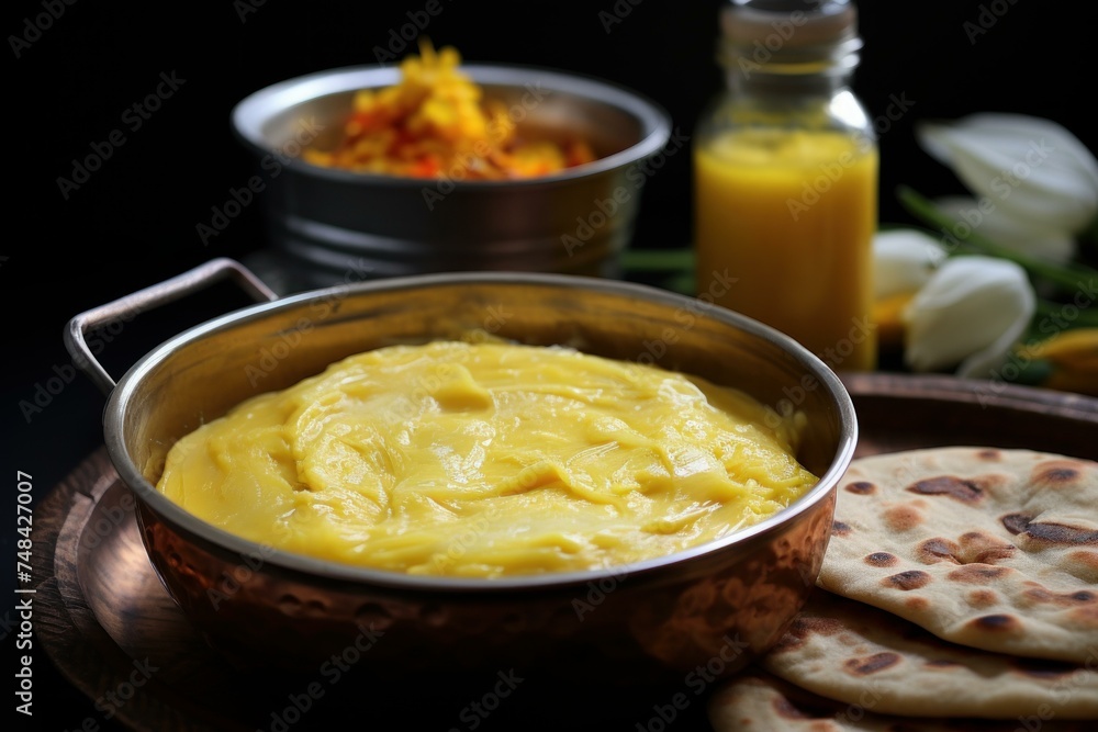 Flavorful Parantha ghee fresh. Dinner meal. Generate Ai Flavorful Parantha ghee fresh. Dinner meal. Generate Ai