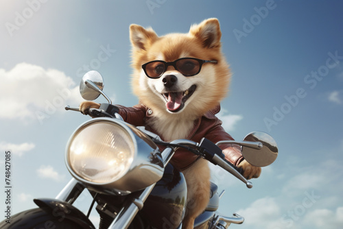 dog riding a motorbike, a dog, cute, adorable