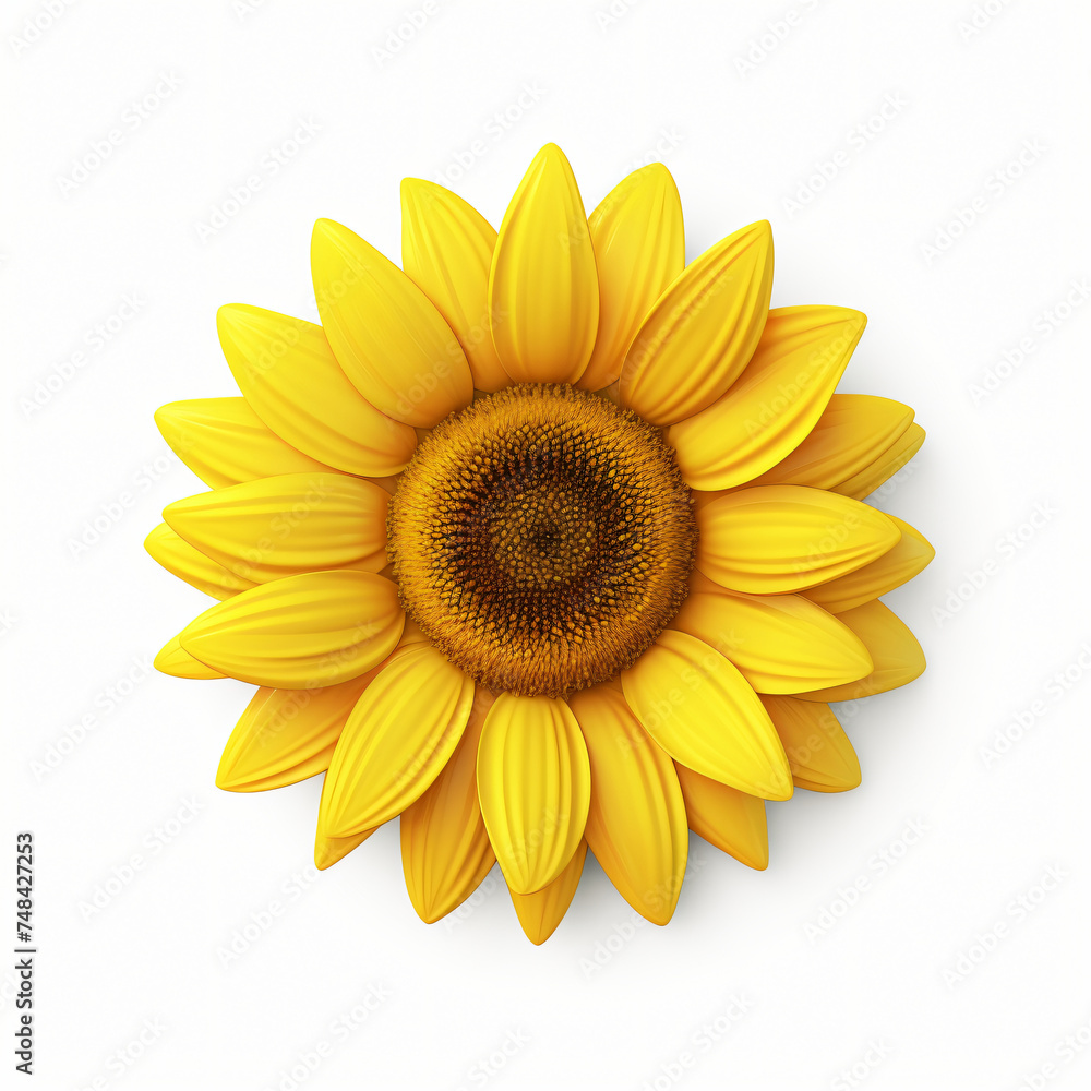 Fototapeta premium 3d render icon of sunflower head isolated generated AI