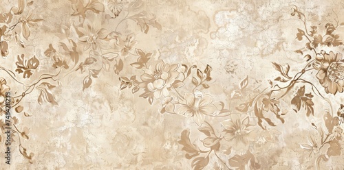 A detailed flower pattern covers the surface of a wall, adding a touch of elegance and charm to the space.