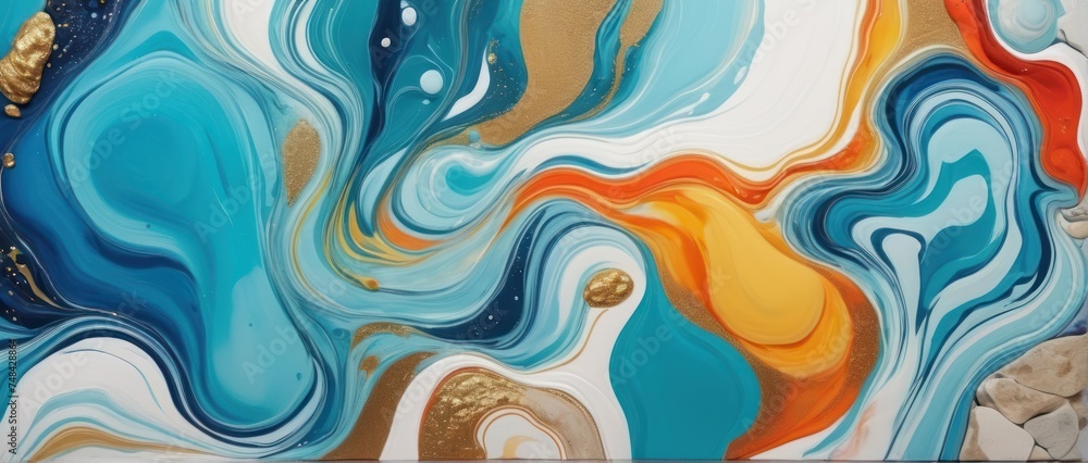 abstract fluid marble background acrylic paints.