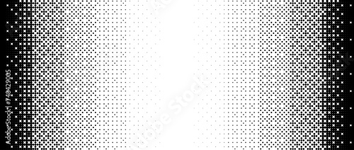 Pixelated gradient texture. Black dithered gradation background. Retro bitmap video game wallpaper. Halftone 8 bit overlay. Vintage rectangle pixel art print. Vector vertical striped fading backdrop photo