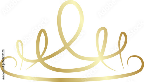 Royal crown of gold set. Element drawn by hand