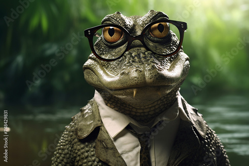 a crocodile, funny, scary, crocodile wearing glasses