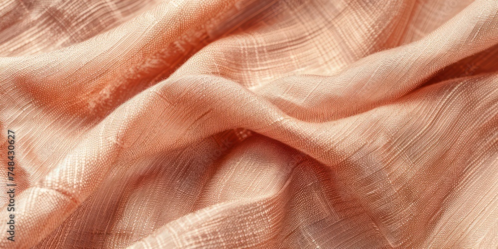 Abstract Peach fabric red weave of cotton or linen satin fabric lies texture background.
Abstract Peach fabric red weave of cotton or linen satin fabric lies texture background.