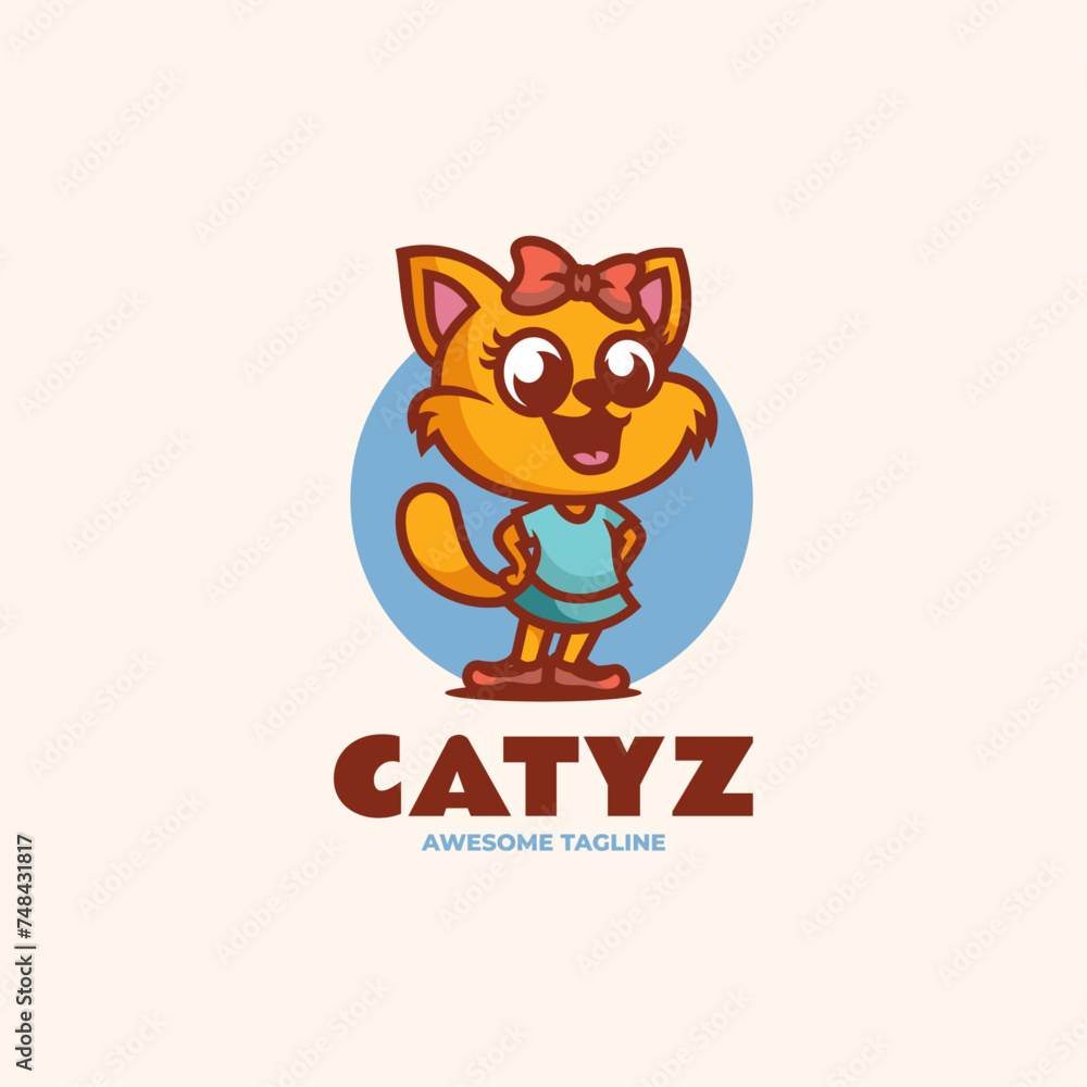 Vector Logo Illustration Cat Mascot Cartoon Style. Vector Logo Illustration Cat Mascot Cartoon Style.