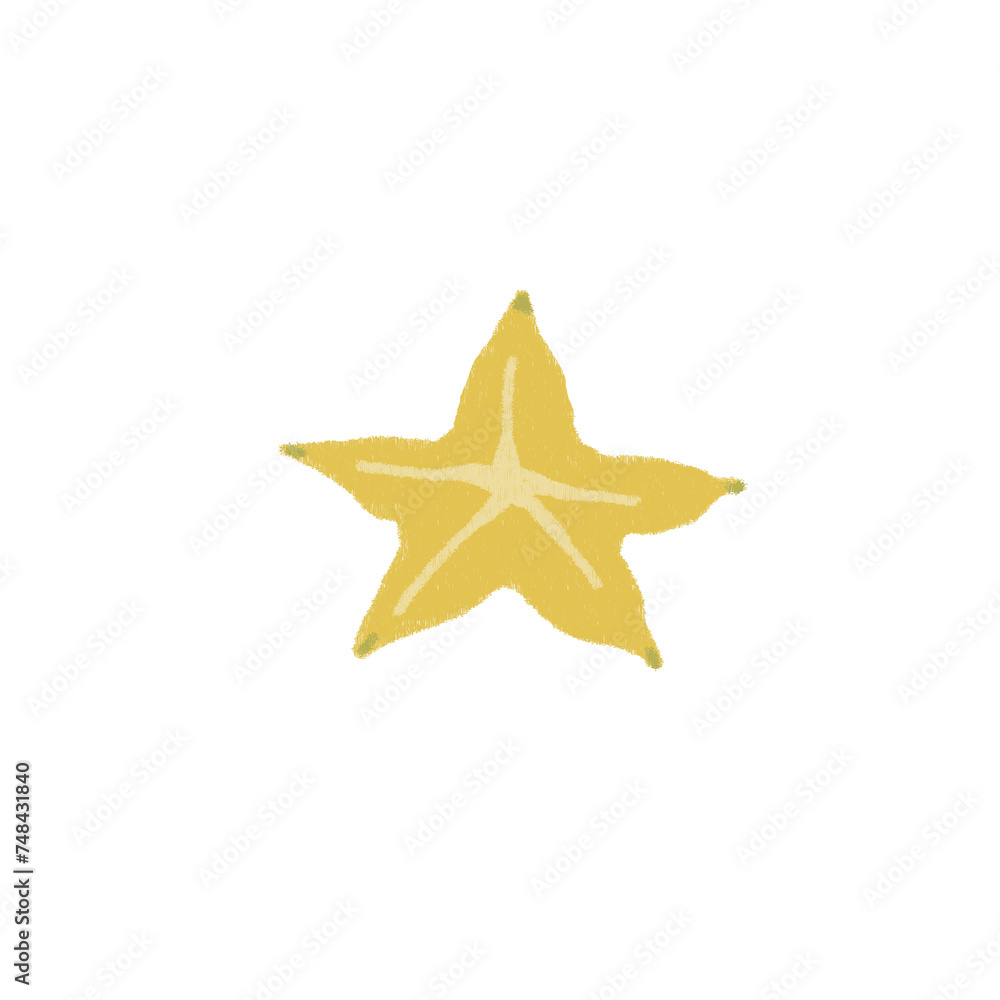 Fototapeta premium doodle cartoon fruit flat color starfruit