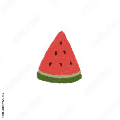 doodle cartoon fruit flat color watermelon