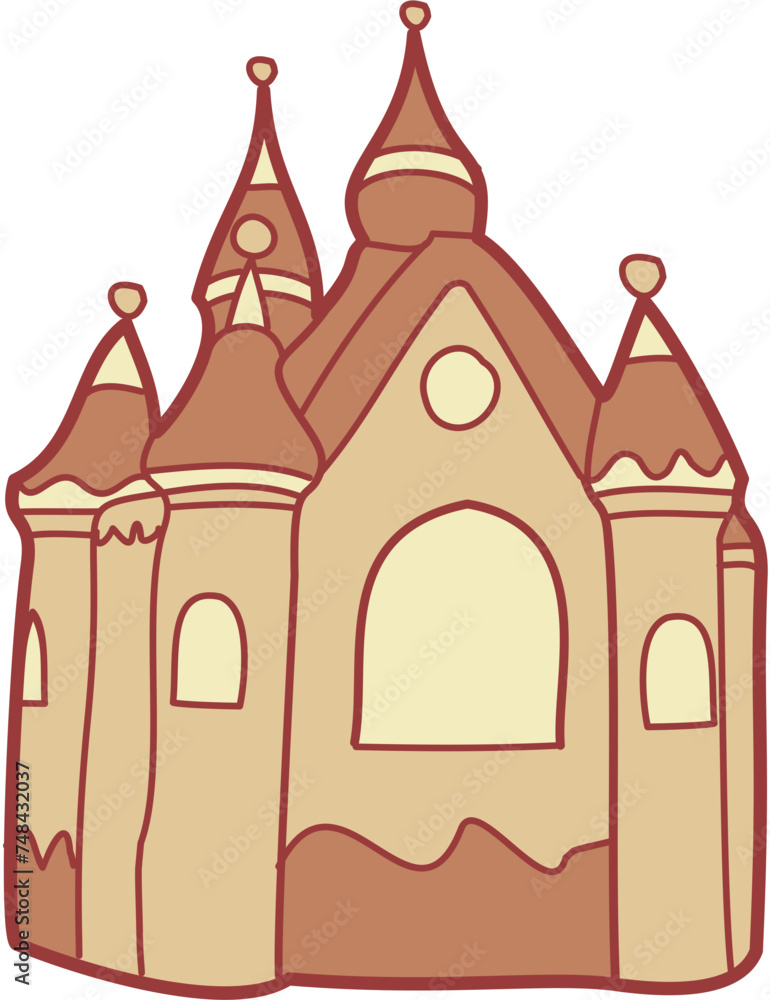 Doodle Sand castle flat color