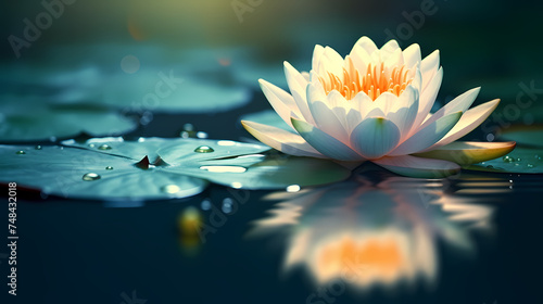 Gorgeous water lilies with space for text  tranquil nature background design