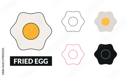 Fried egg Icon Set Vector Illustration