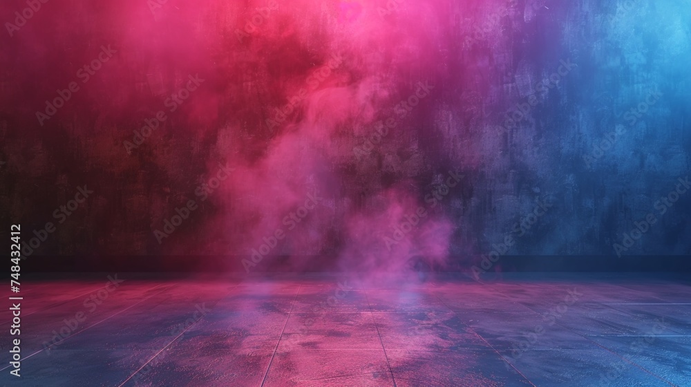 Colorful smoke in the dark room. Abstract background.