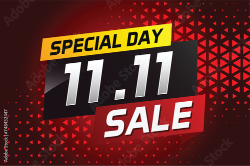 11.11 Special day sale word concept vector illustration with ribbon and 3d style for use landing page, template, ui, web, mobile app, poster, banner, flyer, background, gift card, coupon

