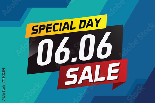 6.6 Special day sale word concept vector illustration with ribbon and 3d style for use landing page, template, ui, web, mobile app, poster, banner, flyer, background, gift card, coupon

