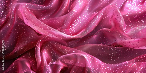 Abstract satin pink weave of cotton or linen satin fabric lies texture background. 