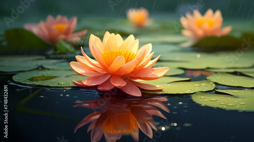 Gorgeous water lilies with space for text  tranquil nature background design