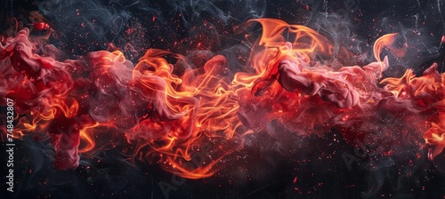 A vibrant red and black background filled with billowing smoke, creating a dynamic and intense visual effect.