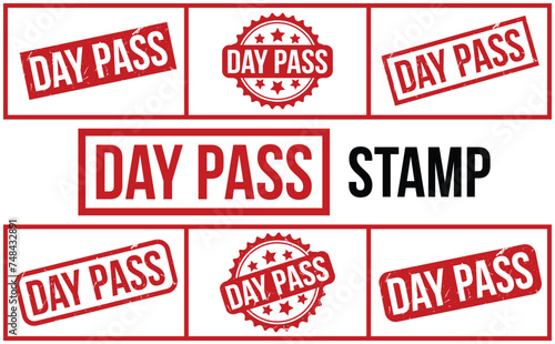 Day Pass rubber grunge stamp set vector