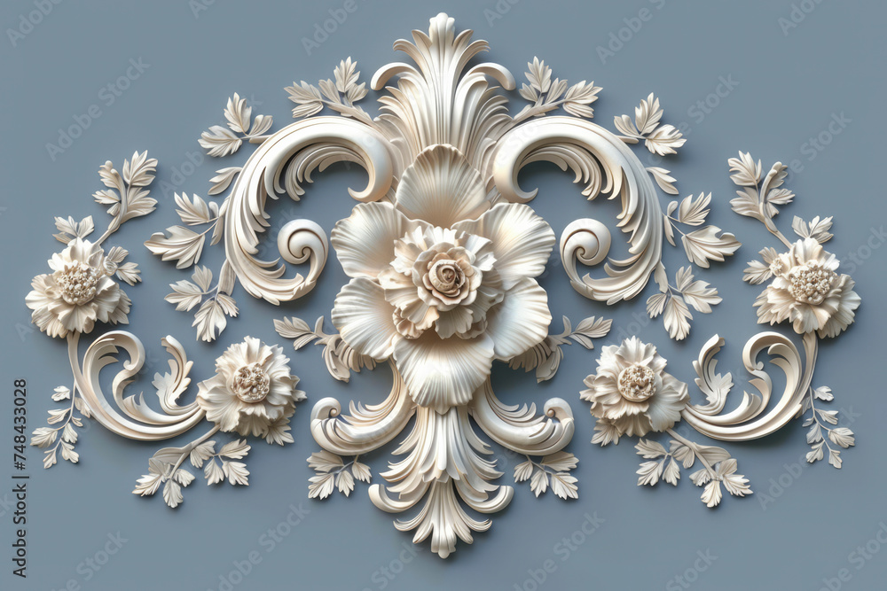 Damask baroque ornament. Ornate element for design in Victorian style. It can be used for decorating of wedding Damask baroque ornament. Ornate element for design in Victorian style. It can be used for decorating of wedding