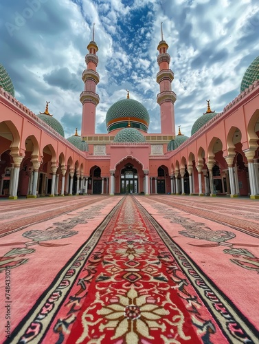 The Vibrant Color of Shah Alam Mosque / Salahuddin Abdul Aziz Shah mosque during dramatic - generative ai